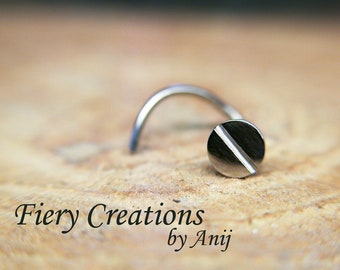 Nose Screw / Tragus Stud "Screw Head"- 18kt SOLID white Gold, 4mm, OOAK
