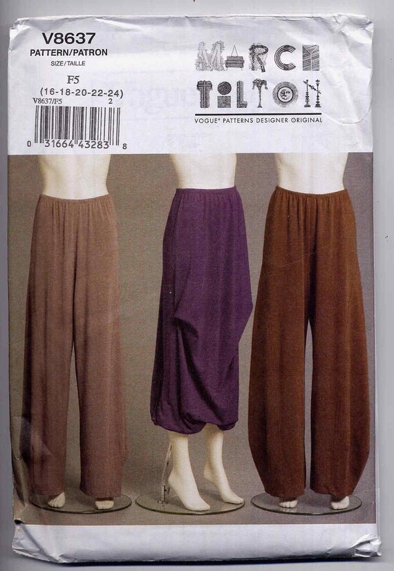 New Vogue 8637 Marcy Tilton Yoga Pants and by PrettyPatternShop