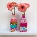 Patchwork Fabric Bud Vases Set of Two Mason Jar Covers Pink Green Orange Nursery Decor Ready to Ship