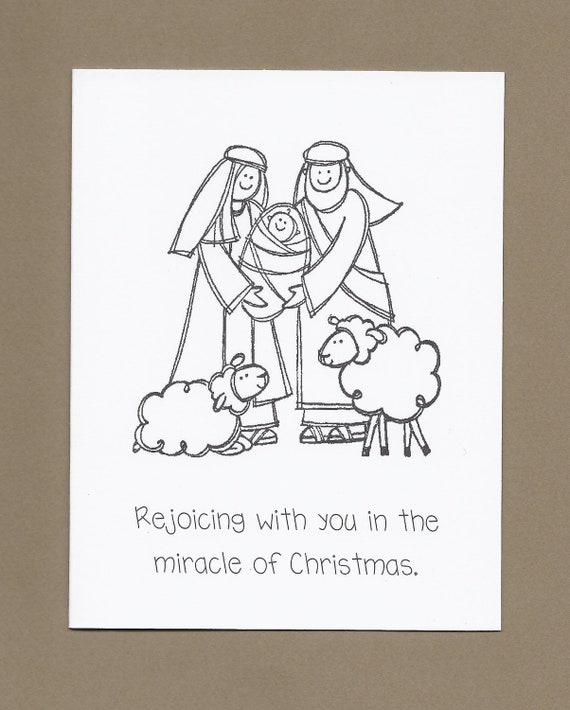 Holy Family Set of 4 Color Your Own Christmas Cards Ask 4