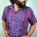 Vintage 80s Skinny Striped Blue Suspenders