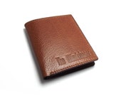 The Perfect Leather Wallet, Personalized, Monogrammed, Spice, Cognac, Cinnamon Brown leather for him, Billfold, Bifold