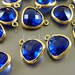 5031G-CO (2 pcs) Cobalt Blue / Gold 13mm x 13mm Glass pendants