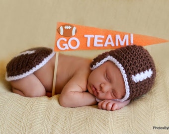 Baby Hat CROCHET PATTERN pdf Football Baby Hat and Bum Cover SET