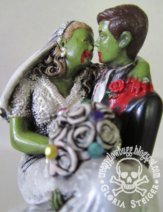 Items similar to Zombie wedding custom cake topper on Etsy
