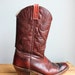Vintage Mahogany Leather Stitched Cowboy Boots