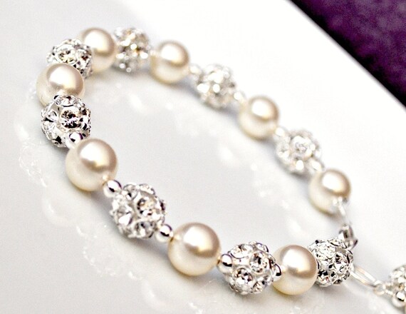 Pearl Rhinestone Bridal Bracelet Art Deco Bridal Bracelet