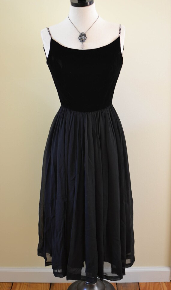 Items similar to SALE***Vintage Black Party Dress, Rhinestone Straps ...
