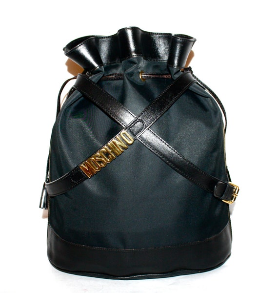Vintage MOSCHINO REDWALL Tote Black Leather Nylon by StatedStyle
