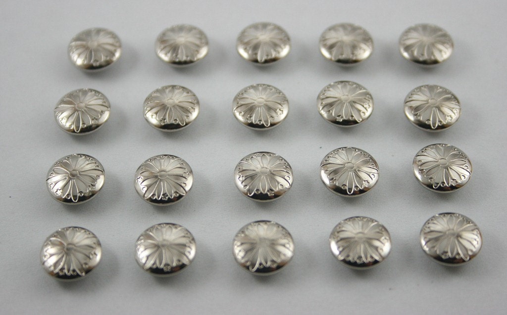 50 pcs Silver Tone Vintage Flowers Rivet Studs Leather Craft