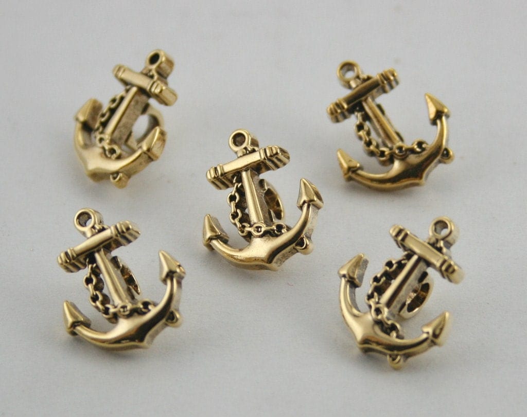 12 pcs Gold Vintage Anchors Buttons Sewing Buttons Shank 13 mm. BT Anch