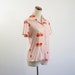 Vintage Cat Print Blouse -- Orange and Mustard Yellow Lion Button Down Shirt -- Medium