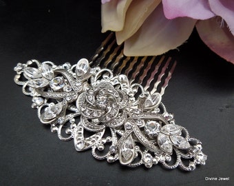 bridal swarovski crystal hair comb wedding rhinestone hair comb bridal crystal hair comb flower hair comb rhinestone hair comb ROSELANI