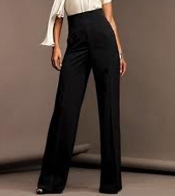 high waisted black flowy pants
