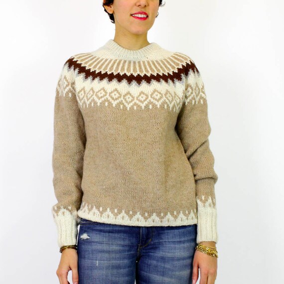 Neutral Fairisle Pattern Jumper Dress Set | sale fair isle wool sweater m neutral tans by omniavtg Neutral Fairisle Pattern Jumper Dress Set | sale fair isle wool sweater m neutral tans by omniavtg