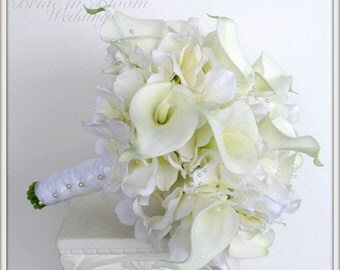 Brides wedding bouquet white calla lily Bridal bouquet