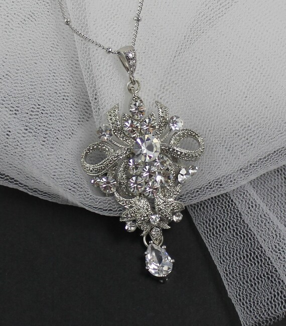 Crystal Vintage Style Bridal Necklace Victorian Style Wedding