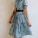 1950s Dress // Vera Maxwell Blue Floral Day Dress // Medium