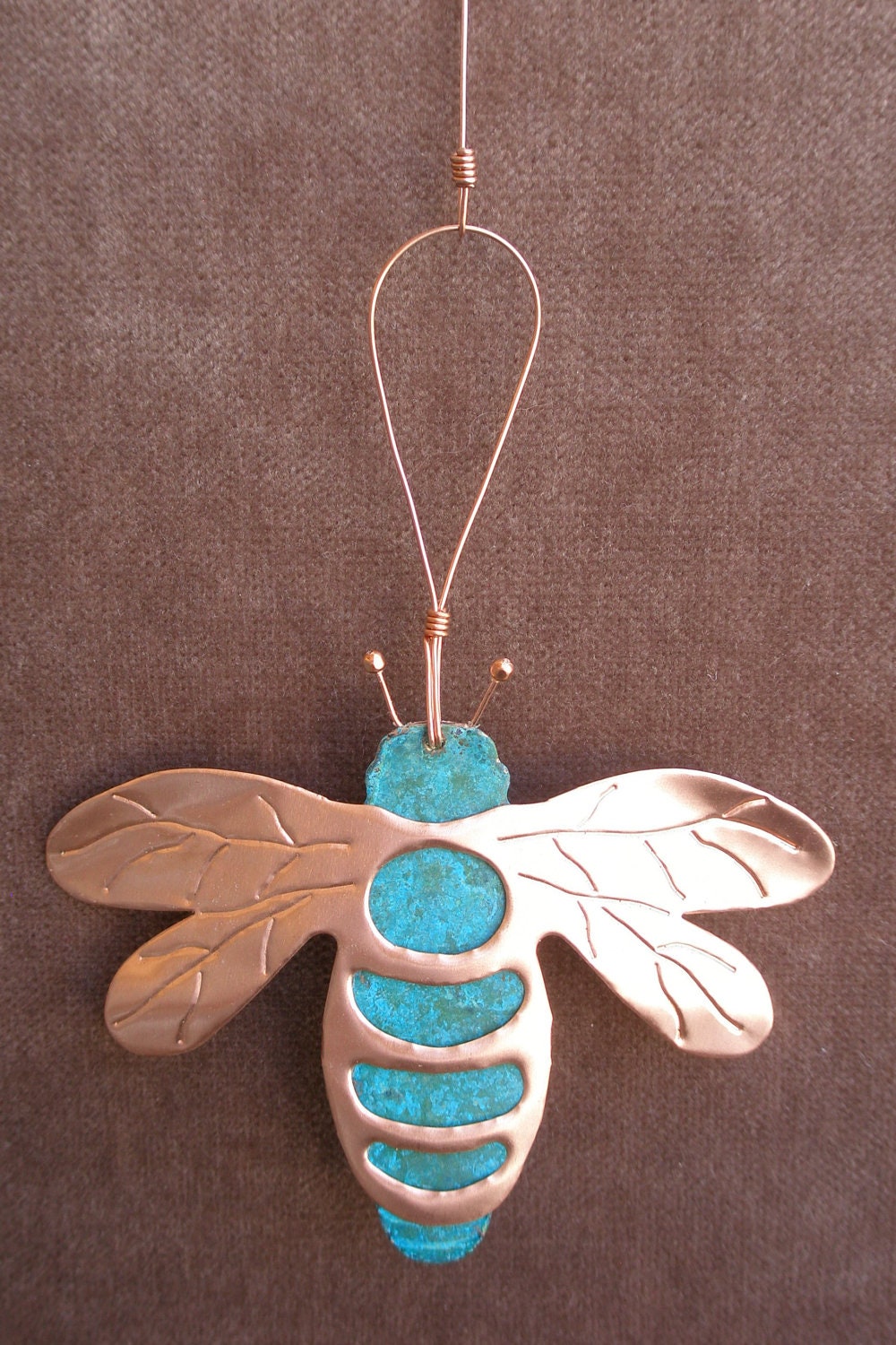 BEE BUMBLEBEE Copper Verdigris Ornament - Handcrafted in The Copper State (Arizona USA)