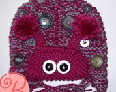 Made to order LADYBUG knit earflap baby hat - size 0-3m / 3-6m - handmade, great for photo prop