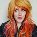 FALL HARVEST wig // Pumpkin Ginger Orange Blue Sunflower Yellow // Long Wavy Halloween Hair