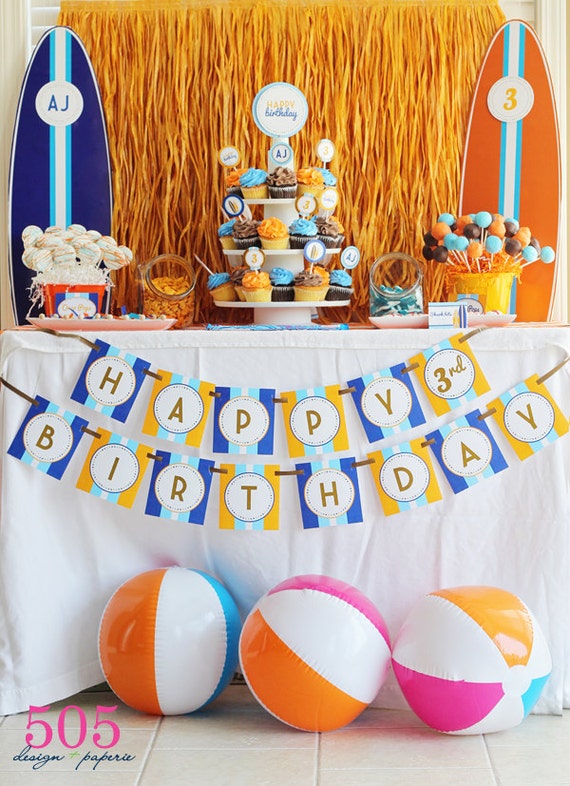 Surfs Up Birthday Decorations Printable Party Package by 