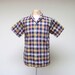 Vintage 1950s Mens Shirt / 50s Short Sleeve Cotton Plaid Rockabilly Shirt / 40 Chest