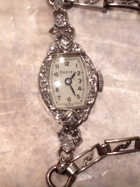 Vintage Diamond Watch 14K Ladies Harvel by RareBeauty on Etsy