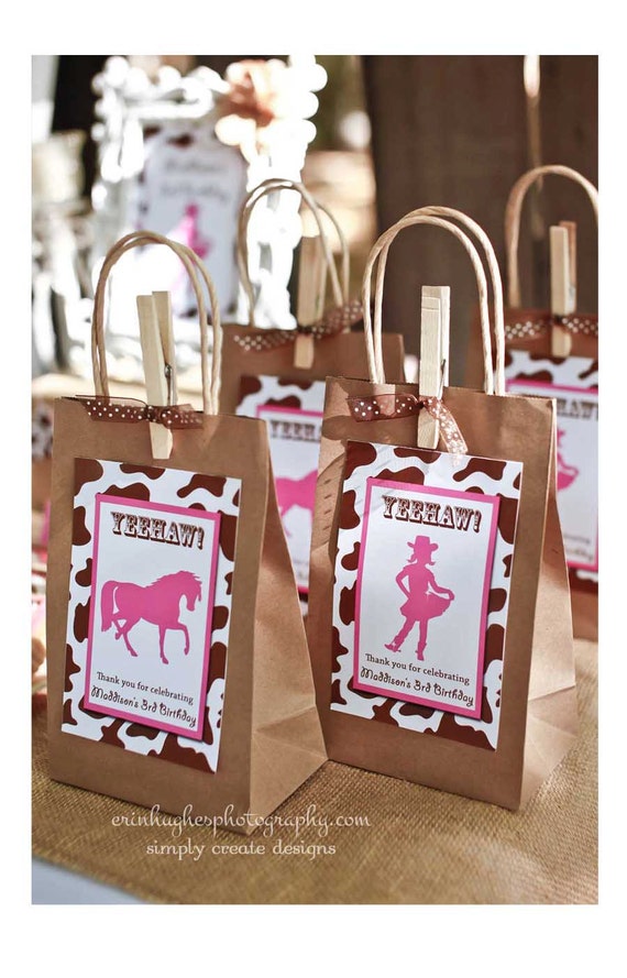 SALE Cowgirl Party Favor Bag Tag DIGITAL FILE 4x6 Jpeg Digital File Personalized Il_570xn