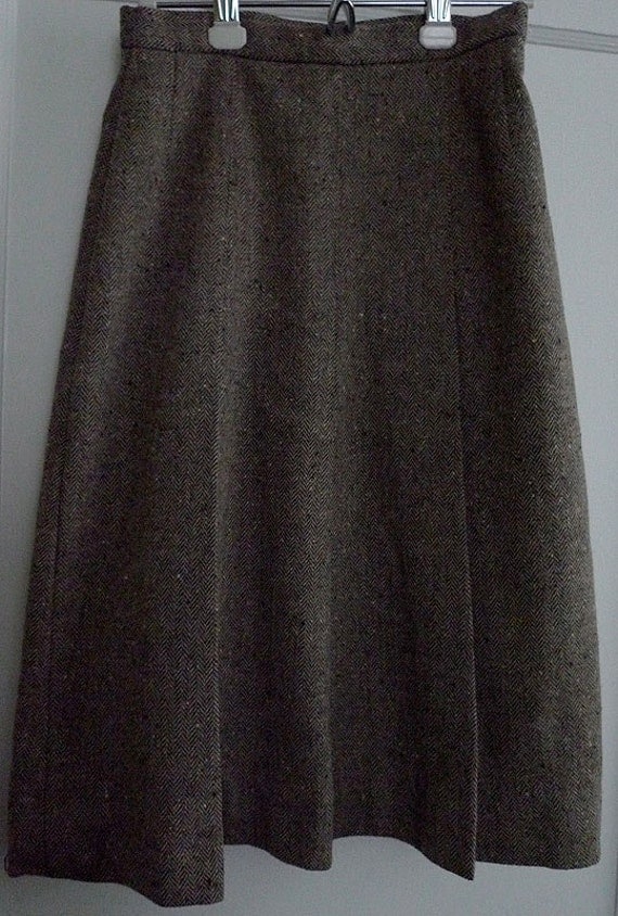 Vintage Tweed Wool Pleated Skirt