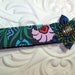 Key Fob Key Chain Wristlet Charcoal Background With Blue Green And Lavander