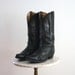 BOULET Cowboy Boots - Leather EAGLE Black & Silver Star - Men's 10.5 - 1970s VINTAGE