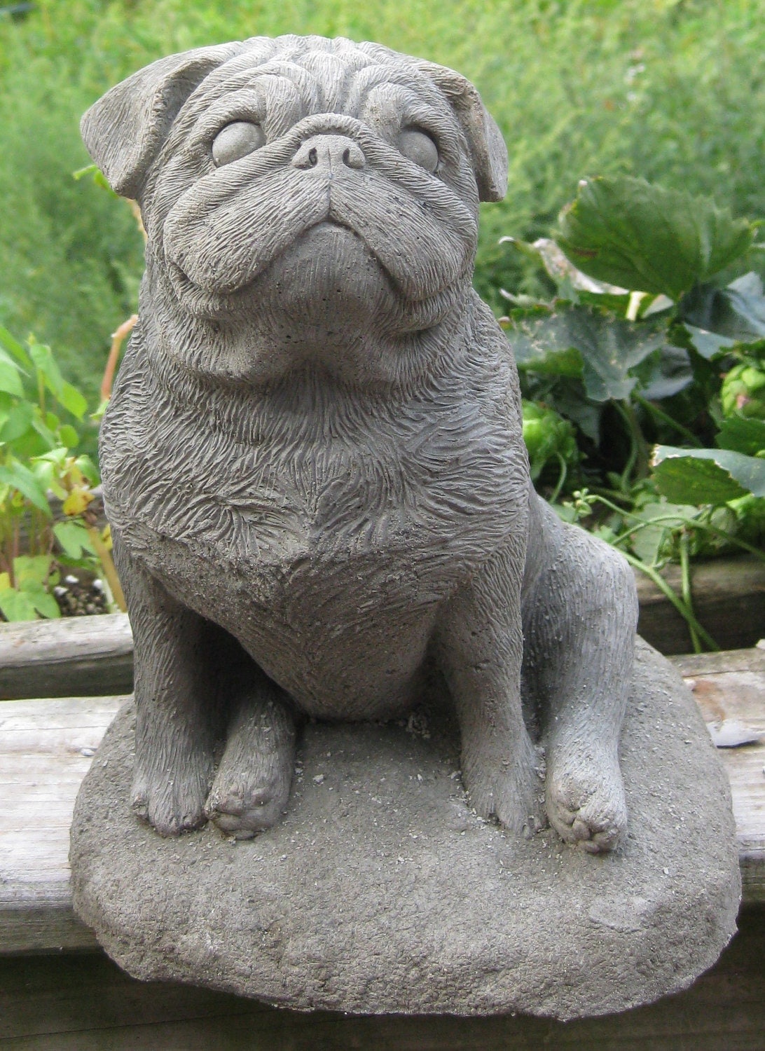 silver pug statue