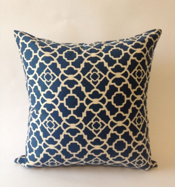 Blue & Off White Medium Decorative Pillow Cover 20x20