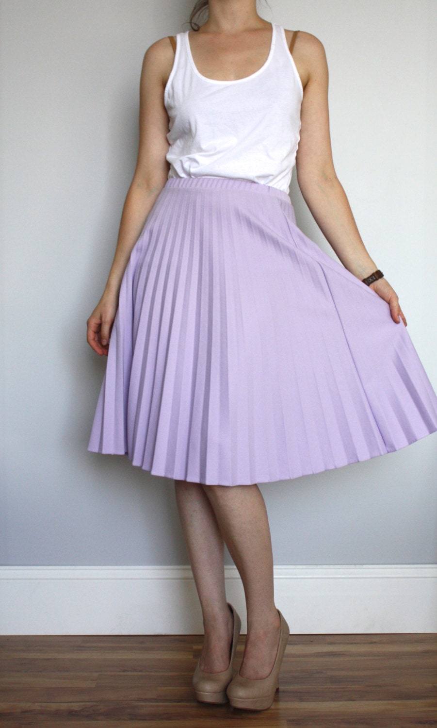 Vintage Lavender Pleated Skirt 6603