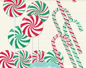 Peppermint Candy Clipart, Candy Canes Clip Art, Christmas Clipart, Holiday Clip Art Il_170x135