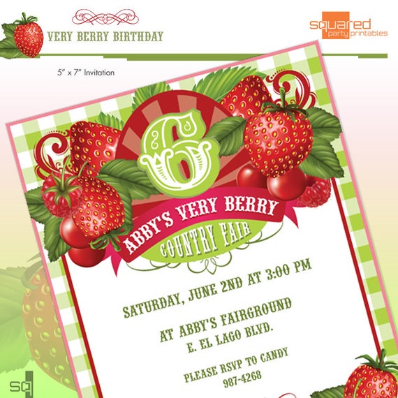Strawberry Birthday Party Invitation - DIY Printable - Do-It-Yourself - Very Berry Birthday Party Il_570xn