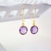 CLEARANCE- Purple & Gold Earrings - Bezel Amethyst Purple Hydro Quartz, Gemstones, Gold, Dangles, Simple, GAQ-210