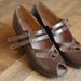 vintage NOS 1940s shoes / 40s brown leather mary janes / size 7.5
