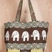 Tote bag- Canvas Tote- Chocolate Elephant- Tic tac tote- by beckyzimmdesign