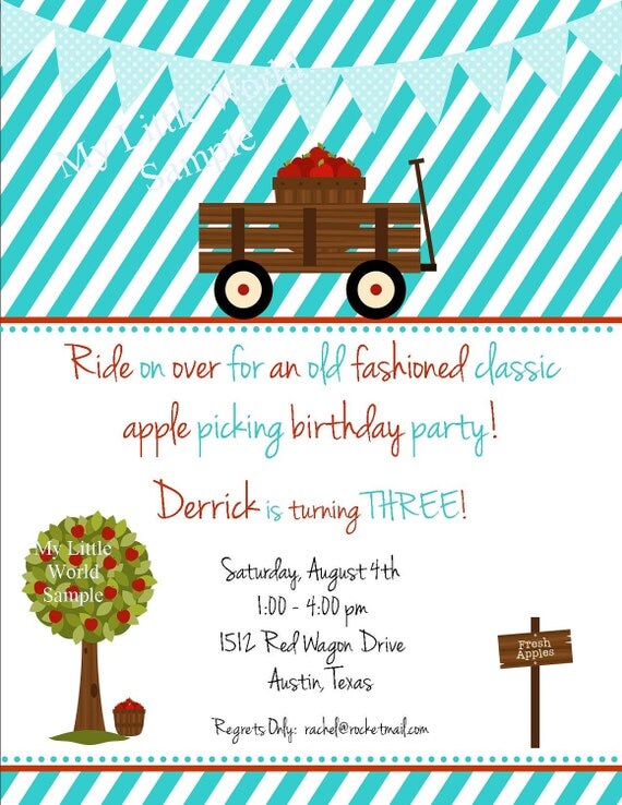 Wagon Invitation for birthday or baby shower, 4.25"x5.5" with matching envelopes, DIY Printable Il_570xn