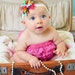 Korker Bow Headband, Rainbow Ribbon in Bright Pink, Yellow, Blue, Baby Bow Headband in Brights, Infant Korker Headband, Toddler Headband
