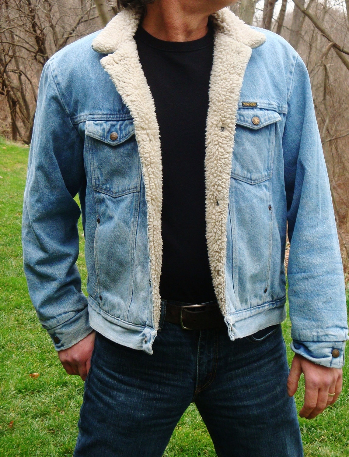 Vintage 70s Wrangler Denim Jacket Black Label Blue Jean