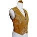 1970s leather BIKER vest size medium in toffee with pinstriped hunter green lining