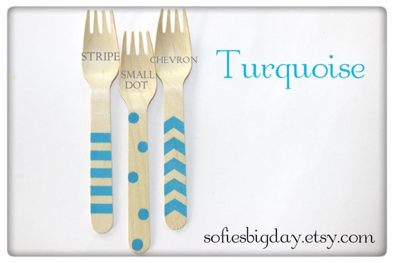 Hand Stamped Wooden Spoons/Forks- You pick the colors-spoons-forks-knives- ice cream spoons-birthday utensils-25 count Il_570xn