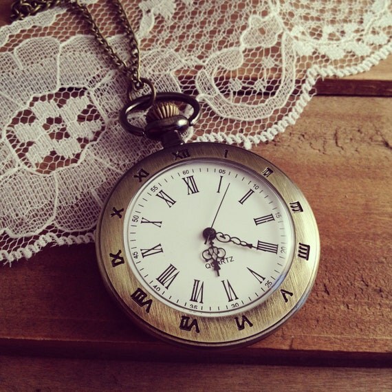 1 Pc Large Round Pocket Watch Necklace by ingredientsforlovely