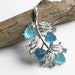 Vintage brooch- molded thermoset blue leaves and rhinestone jewelry