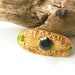 Art Deco Vintage Czech rhinestone brooch, gold filigree green stone vintage brooch