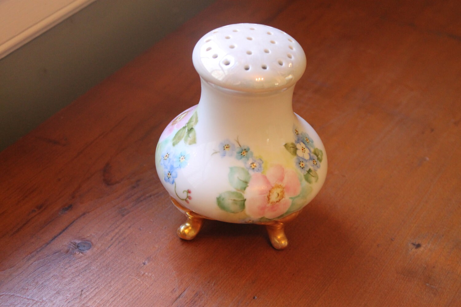 Vintage Footed Sugar Powder Shaker Muffineer China Porcelain