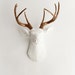 Faux Taxidermied - The Lydia- White W/ Bronze Metallic Antlers Resin Deer Head- Stag Resin White Faux Taxidermy- Chic & Trendy